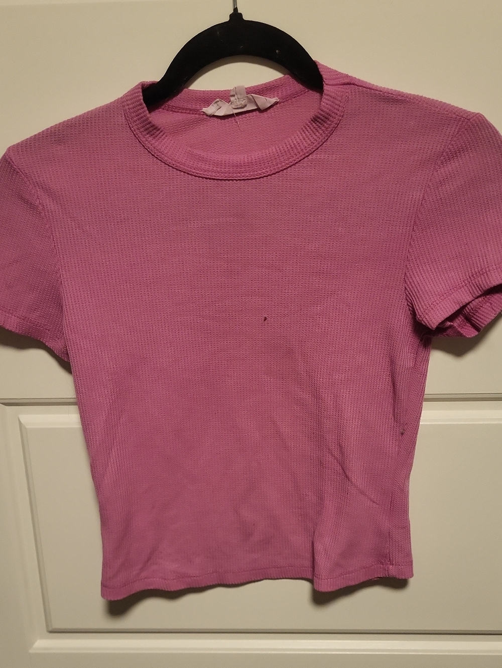 Classic Ribbed Crewneck Tee in Pink
